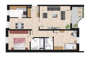 Schöne 3,5 Zimmer Wohnung in zentraler Lage (2 Badezimmer im Jahr 2016 modernisiert)