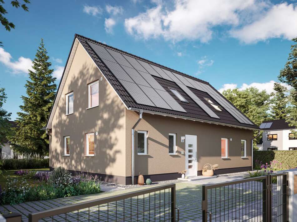 Straßenansicht mit SW PV