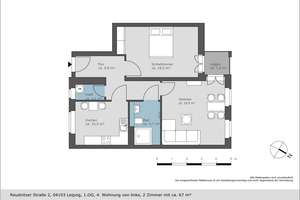 Erstbezug in Citynaher Wohnlage - hochwertige 2 Zimmer Wohnung mit Balkon – Reudnitzer Straße 2, 4103 Zentrum-Ost, Leipzig – Vorschaubild 2