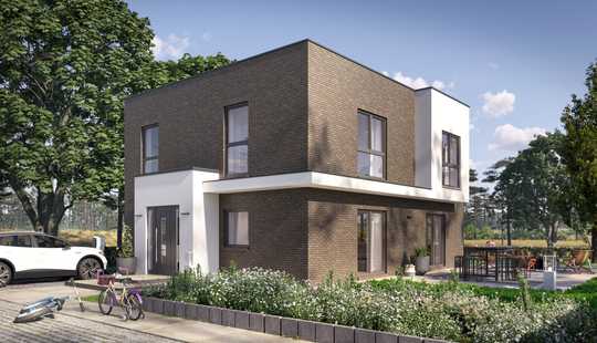 Bild von Volle Raumnutzung ohne Schrägen: Modernes Massivhaus mit Flachdach.