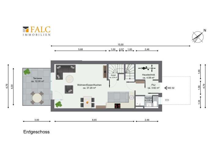 Grundriss Erdgeschoss WE02