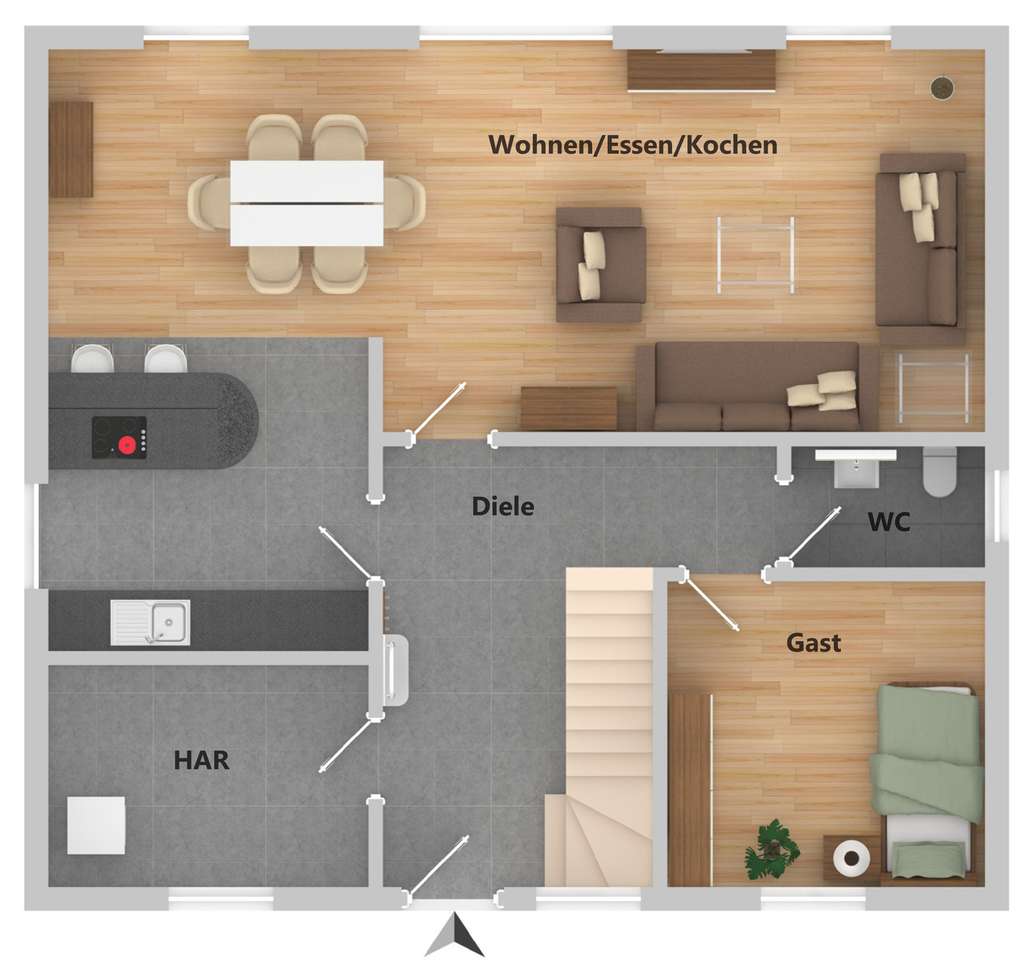 Immobilie in Kissenbrück - Schickes Familienhaus mit Raum für Homeoffice und mit weitem Blick in die Landschaft - Bild 1