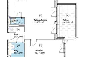 Hochwertige 2-Zimmer-Wohnung mit Balkon und Einbaukuche – 93049 Westenviertel, Regensburg – Vorschaubild 7