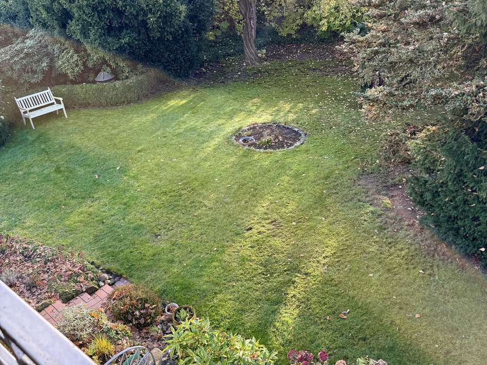 Blick hinunter in den Garten