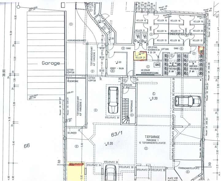 Grundriss UG; TG Nr. 58; KR Nr