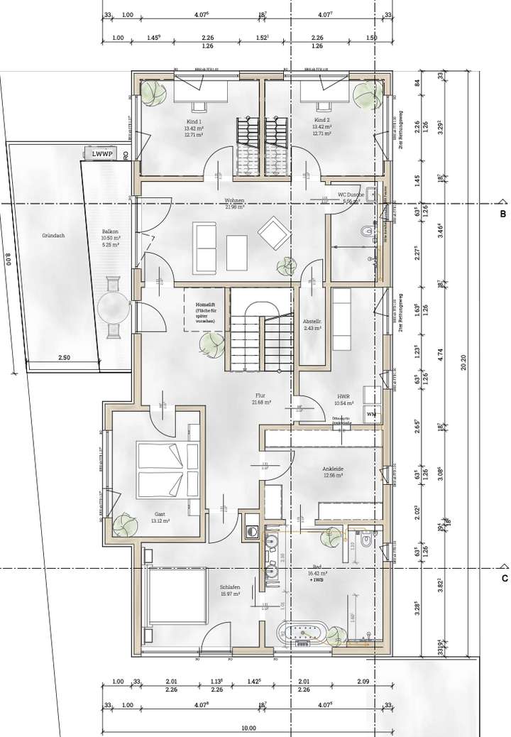 Grundriss Neubauoption 1 OG