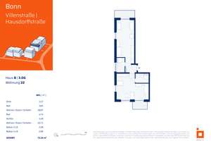 B22: 2-Zimmer-Apartment mit zwei Bädern und zwei Balkonen – Hausdorffstraße 348, 53129 Dottendorf, Bonn – Vorschaubild 4