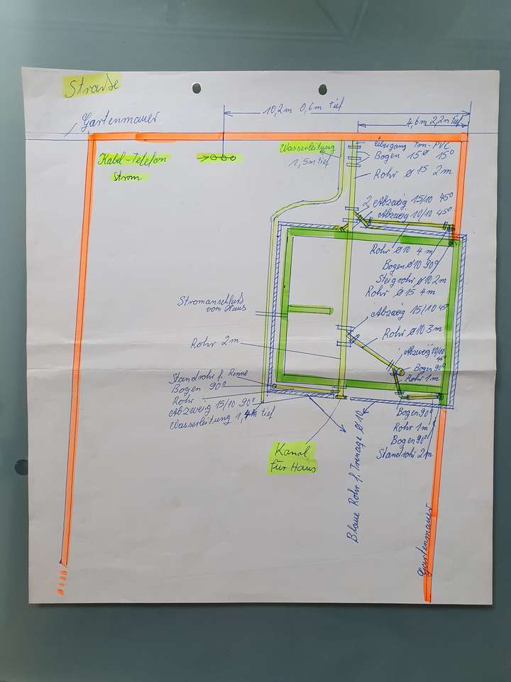 Grundriss mit Leitungen