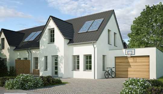 Bild von Wohnen mit Komfort: Doppelhaushälfte mit Garage und Gartenhaus