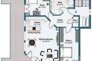 Exklusives 3 ZKB Penthouse mit XXL Dachterrasse, IN-West – Die vollständige Adresse der Immobilie erhältst du vom Anbieter., 85049 Friedrichshofen-Hollerstauden, Ingolstadt – Vorschaubild 14