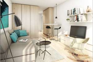 Nur noch einziehen! Komplett möbliertes 1-Zi.-Apartment im "Turm" eines eleganten Apartmenthauses! – Nagahama-Allee 76, 86153 Am Schäfflerbach, Augsburg – Vorschaubild 2