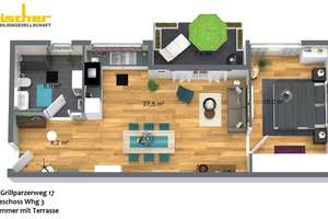 HN-KERNSTADT * MODERNE 2,5-ZIMMER WHG * inkl. EBK, TERRASSE, TIEFGARAGE, AUFZUG uvm. – Grillparzerweg 17, 74074 Heilbronn, Heilbronn – Vorschaubild 2