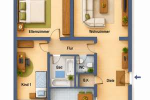 Bonn-Endenich. Kapitalanlage 5. OG. mit 3 ZKB mit Balkon - Provisionsfrei! – Carl-Justi-Straße 23, 53121 Endenich, Bonn – Vorschaubild 5