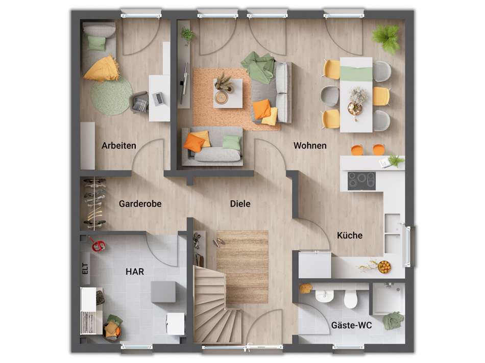EG mit Homeoffice & Dusch-WC