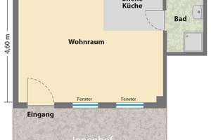 1-Raum Appartement, offene Küche, Bad – Magnus-Poser-Straße 21, 7749 Wenigenjena, Jena – Vorschaubild 9