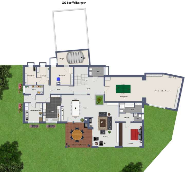 Gartengeschoss mit Keller