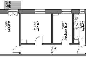 Frisch saniert in wohnlichem Ambiente 2ZBK  - Quadrate nahe Herschelbad – U4 6, 68161 Innenstadt/Jungbusch, Mannheim – Vorschaubild 2