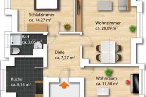 Helle 3-Zimmer-Dachgeschosswohnung  — neues Dach, ruhige Lage und Gartennutzung – Die vollständige Adresse der Immobilie erhältst du vom Anbieter., 90409 Schleifweg, Nürnberg – Vorschaubild 15