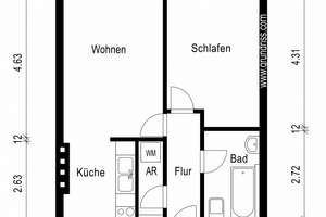 2-Raum-Wohnung mit amerikanischer Küche – 39112 Sudenburg, Magdeburg – Vorschaubild 3