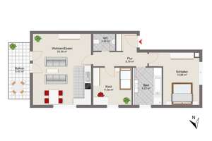 Ruhig gelegene und hochwertige 3-Zimmer- Eigentumswohnung mit Stellplatz in kleiner Wohnanlage – Die vollständige Adresse der Immobilie erhältst du vom Anbieter., 81825 Gartenstadt Trudering, München – Vorschaubild 9
