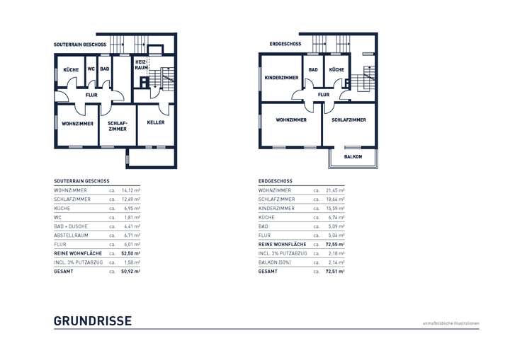 Souterrain Geschoss und Erdges