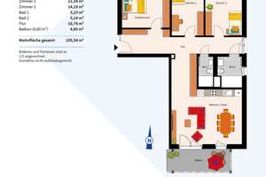 Barrierefreie 4-Zimmer-Neubauwohnung – Die vollständige Adresse der Immobilie erhältst du vom Anbieter., 69126 Rohrbach, Heidelberg – Vorschaubild 3