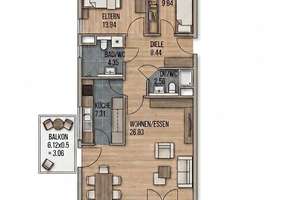 Modernisierte 3-Zimmer-Wohnung mit Balkon, 2 Bädern & neuer EBK am Wertwiesenpark – Friedrich-Dürr-Straße 57, 74074 Heilbronn, Heilbronn – Vorschaubild 12