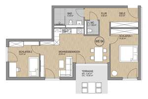 3-Zimmer EG Wohnung mit Terrasse und Gartenanteil