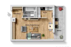 Ideal für Singles & Pendler! Sofort beziehbares tolles 1 Zimmer-Apartment! – Die vollständige Adresse der Immobilie erhältst du vom Anbieter., 70599 Plieningen (Ortsteil), Stuttgart – Vorschaubild 2