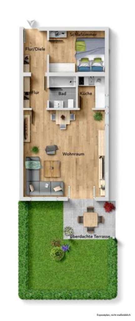 Immobilie in Ostfildern - Wohntraum! Interessante 2 Zimmer-Erdgeschosswohnung mit Terrasse & Garage! - Bild 1