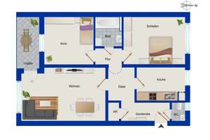 Attraktive, vermietete 3-Zimmer-Wohnung mit Süd-Balkon in Nürnberg-Eibach – Die vollständige Adresse der Immobilie erhältst du vom Anbieter., 90451 Röthenbach Ost, Nürnberg – Vorschaubild 14