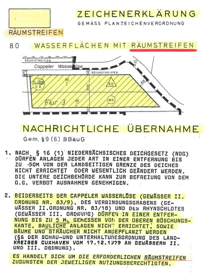 Räumstreifen an der Wasserlöse