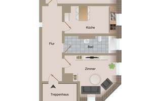 2-Zimmer-Wohnung mit Flair in Südvorstadt mit Einbauküche – Die vollständige Adresse der Immobilie erhältst du vom Anbieter., 4275 Südvorstadt, Leipzig – Vorschaubild 5