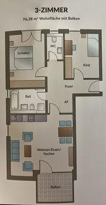 Moderne 3-Zimmer-Neubauwohnung (Baujahr 2022) 