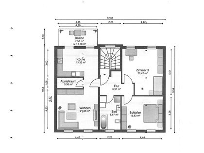 4-Raum-Wohnung mit Balkon in 2024 der Werdervorstadt von Schwerin