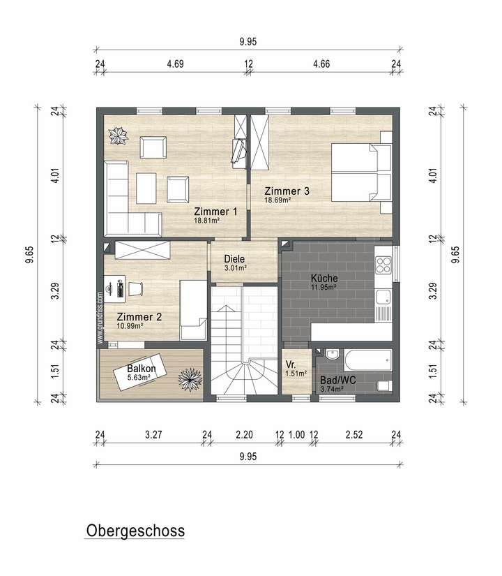 Grundrissplan Obergeschoss