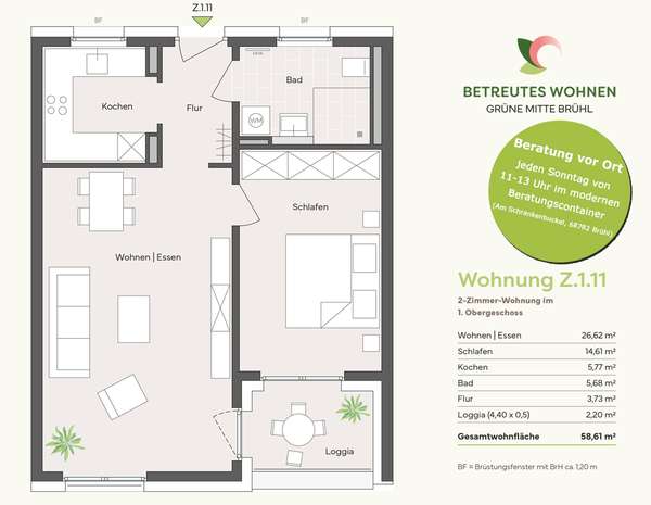 BETREUTES WOHNEN - Kompakte 2-Zimmerwohnung