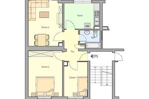 Gut geschnittene 3-Zi.-Wohnung im 1. Obergeschoss – Velburger Straße 29, 90478 Ludwigsfeld, Nürnberg – Vorschaubild 3