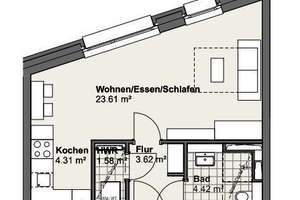 LIST-PELIKAN | NEUWERTIG | hochwertige 1-Zimmer-Wohnung mit Einbauküche – Klopstockstr.  54, 30177 List, Hannover – Vorschaubild 11