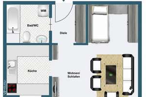 Frisch renovierte 1-Zimmer-Wohnung mit großem Südbalkon, EBK, Stellplatz u. Aufzug – Friedrich-Ebert-Straße 45, 93051 Großprüfening-Dechbetten-Königswiesen, Regensburg – Vorschaubild 7