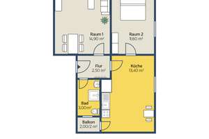 2-Raum-Wohnung mit Balkon/Wohnküche und Bad mit Dusche – 4229 Plagwitz, Leipzig – Vorschaubild 2