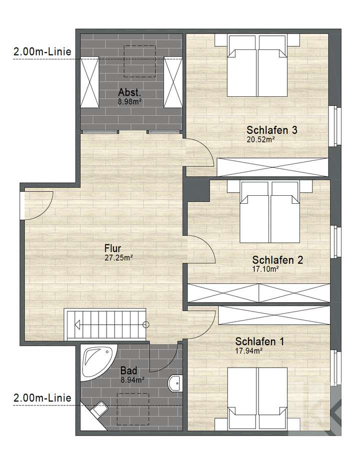 Grundriss WE hinten OG