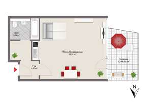Schönes 1-Zi Apartment mit West-Terrasse - Leopoldstraße - ruhig ins Grüne ausgerichtet – Leopoldstraße 253, 80807 Milbertshofen, München – Vorschaubild 5