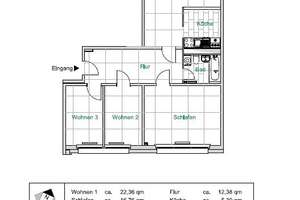 Familienfreundliche 4-Zimmer-Wohnung, Küche mit Tresen, Bad mit Wanne – Florian-Geyer-Str. 48, 1307 Johannstadt-Nord, Dresden – Vorschaubild 2