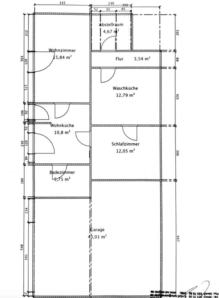 Bemaßter Grundriss EG