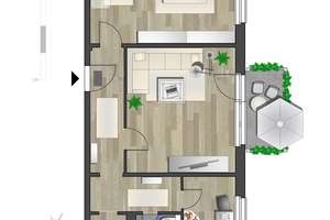 Vollmöblierte 2-Raum-Wohnung mit Balkon – Rosenhof 7, 9111 Zentrum, Chemnitz – Vorschaubild 6