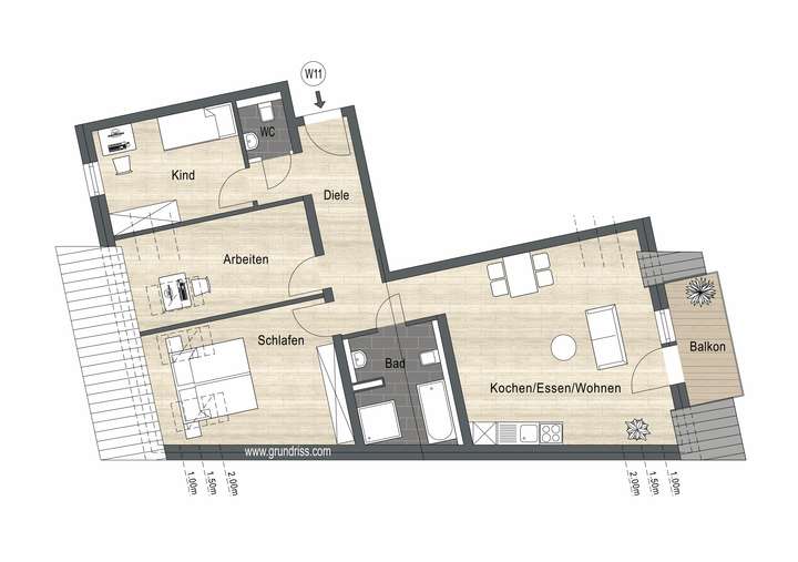 Grundrissplan WE Nr. 11