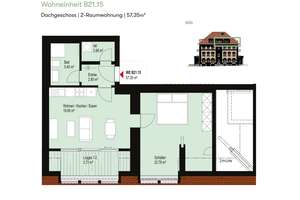 Stilvoll & naturnah wohnen: Charmante Dachgeschoss-Wohnung mit Loggia im Leipziger Süden – 4289 Meusdorf, Leipzig – Vorschaubild 2