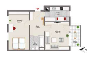 Vermietete 2-Zimmer-Wohnung mit sonnigem Südbalkon in ruhiger Lage – Die vollständige Adresse der Immobilie erhältst du vom Anbieter., 81825 Berg am Laim Ost, München – Vorschaubild 7