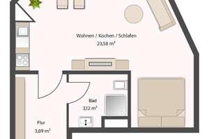 -RESERVIERT- Zentrales 1-Zimmer-Apartment in Hannover mit TG-Stellplatz – Die vollständige Adresse der Immobilie erhältst du vom Anbieter., 30171 Südstadt, Hannover – Vorschaubild 8
